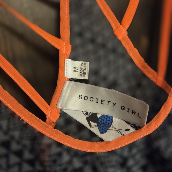 Society Girl Orange Strappy Top - Picture 3 of 5